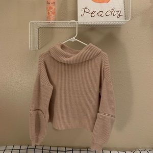 3/4 zip Sleeve Cropped Turtleneck Sweater